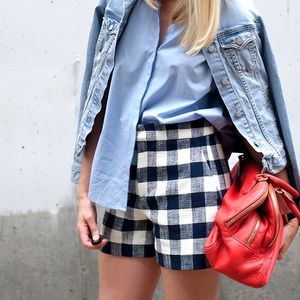 Zara high-waisted gingham shorts
